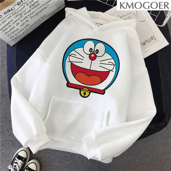 Sweats à capuche pour femmes Sweats à capuche femmes 2022 été nouvelles femmes coréennes Doraemon lâche dessin animé imprimé haut Swearshirt chemise à manches longues mode bas W0306