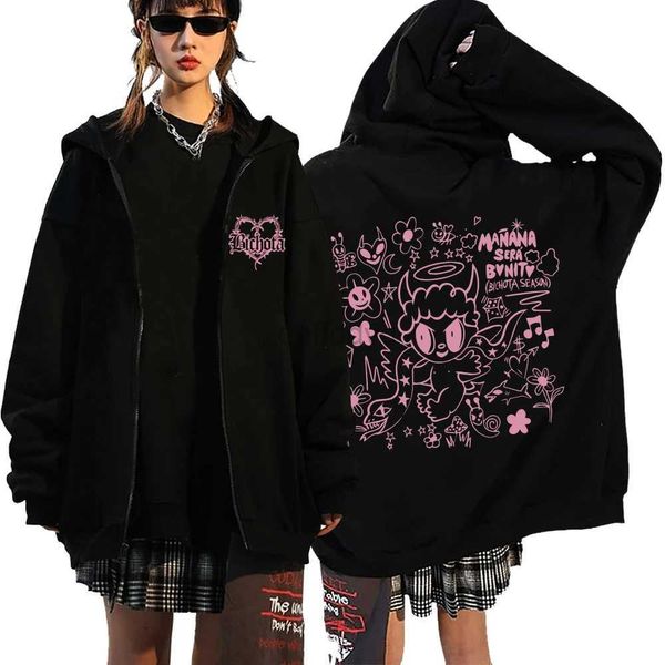 Sudaderas con capucha para mujer, Sudadera con capucha Karol G Bichota, sudadera Harajuku con cremallera para hombre y mujer 24328