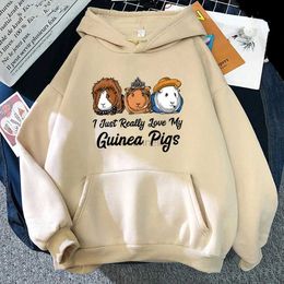 Sweats à capuche pour femmes j'aime vraiment vraiment mes cobayes imprimement harajuku femmes vêtements streetwear animaux drôles à swets à sweats de mode femme y2k 240413