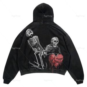 Dameshoodies Sweatshirts sweatshirt met patroonprint op de achterkant van grote schedel persoonlijkheid hoodiehigh street style goth 230830