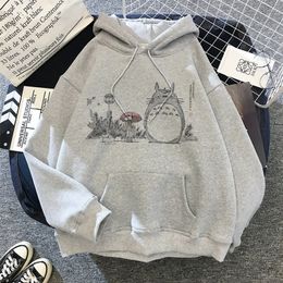 Dames Hoodies Sweatshirts Japanse Anime Cartoon Totoro Hoodie Dames Kawaii Hoodeis Miyazaki Hayao Studio GhibliHarajuku grijs Sweatshirts Unisex 220923