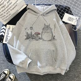 Sweats à capuche pour femmes Sweats à capuche japonais Anime Cartoon Totoro Femmes Kawaii Hoodeis Miyazaki Hayao Studio GhibliHarajuku Sweats gris Unisexe 220926