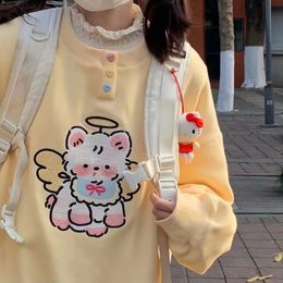 Sweats à capuche pour femmes Sweatshirts japonais Kawaii dessin animé broderie pull femmes douce fille mignon graphique Harajuku lâche haut décontracté 230927