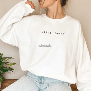 Sweats à capuche pour femmes Sweatshirts Jésus sauve le sweat-shirt Christian Faith Top Sweat à capuche Versets bibliques Crewneck Femmes Graphique Pull Tops YQ230928