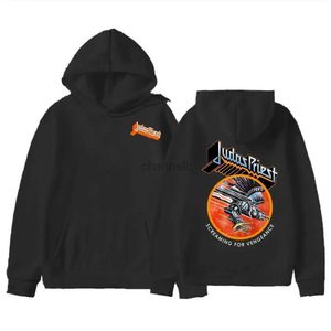 Sweats à capuche féminine Sweatshirts Judas Priest Sweat à capuche Automne Long Street Rock Black Double-Side Design Graphic Band vintage Pullovers Men Sweathirt 240413