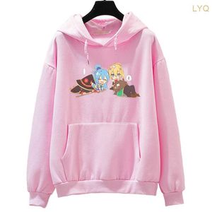 Sweats à capuche pour femmes KonoSuba La bénédiction de Dieu sur ce monde merveilleux Aqua et Megumin Kawaii imprimé grande taille à capuche pour hommes et femmes