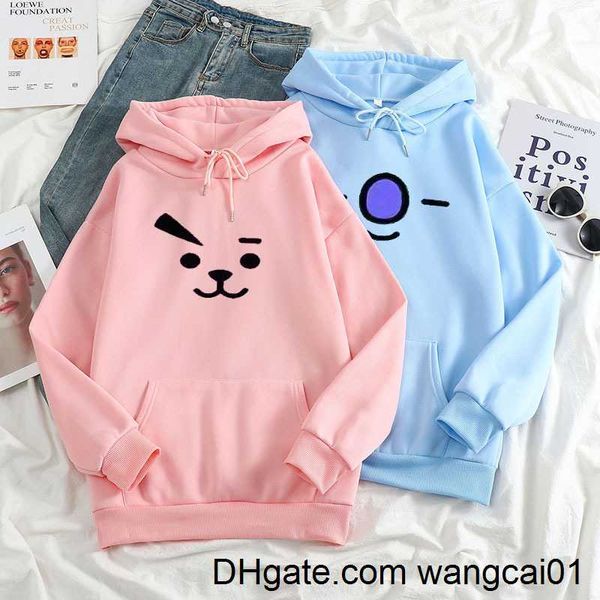 Sweats à capuche pour femmes Sweats coréens KPOP Bangtan Band Mbers Color Expression Print Hoodies Femmes Harajuku Garçon Et Filles À Capuche Sport Casual Sweat Tops 0407H23