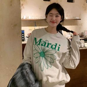 Dameshoodies Sweatshirts Koreaanse Mardi-hoodie voor dames Daisy Sausage Dog Goud en Sier Geborduurde trui met ronde hals en lange mouwen