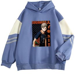 Hoodies voor dames sweatshirts kpop herfst/winter warme sweatshirt hoodie losse casual pullover sportkleding groot formaat haikyuu print harajuku top