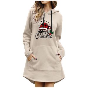 Hoodies voor dames sweatshirts dames trekstring kerstdruk bovenste capuchon pocket pocket lange mouwen jurkwomen's