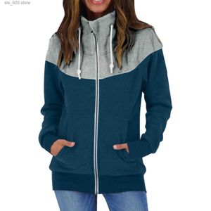 Sudaderas con capucha para mujer Chaqueta de lana para mujer Otoño Invierno Manga larga Polar Cálido Sin capucha Cuello alto Color sólido Cremallera Franela Cremallera con capucha T230727