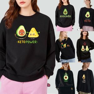 Hoodies voor dames sweatshirts lange mouw sweatshirt warme casual pullover avocado print patroon serie o-neck herfst mode zwarte hoodie