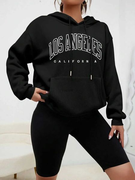 Sweats à capuche pour femmes Sweatshirts Los Angeles Art Letter Design Femmes Streetwear Style américain Mode Sweat Automne Hip Hop Femme Sweats à capuche Casual Fleece Top