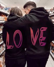 Sweats à capuche pour femmes Sweatshirts Lover Sudaderas Print Love Heart Couple Sweatshirt Femmes Hommes Vêtements à capuche Couples Matching Clothing Set 24328