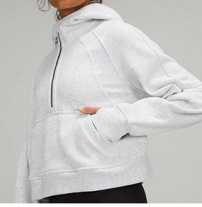 Dames Hoodies Sweatshirts Lululemens Damesjassen Plus Veet Herfst en Yoga Scuba Verdikking Halve Rits Badstof Designer Chothing Los Kort