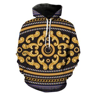 Dames Hoodies Sweatshirts Luxe Gouden Patroon Mannen Tieners Mode 3D Print Koele Lente Met Capuchon Jassen Trui Tops 230720