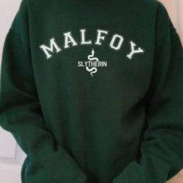 Sweat-shirt à capuche pour femmes, Malfoy House Dark Academia, col ras du cou, collège Draco, chemise unisexe, automne hiver 230202