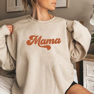 Dames Hoodies Sweatshirts Mama Sweatshirt Retro Mom Hoodie Ronde hals Pullover Dames Lange mouw Moederdag Cadeaucadeaus Casual Tops 230810