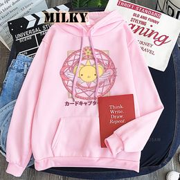 Dames Hoodies Sweatshirts Manga Sakura Card Captor Cartoon Hoodies Dames Anime Schattig Keroberos Kawaii Dameskleding Oversized Zelf Harajuku Sweatshirts 230911