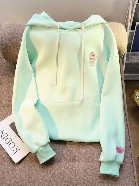 Sweats à capuche pour femmes Sweatshirts Menthe Vert Fraise Ours Design Sentiment Pull à capuche pour femmes 2023 Nouvelle édition coréenne Âge réduisant Lâche Academy Style Manteau Ab Zv