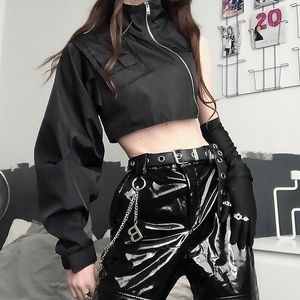 Women's Hoodies sweatshirts nclagen gothic coole dame stijlvolle ritssluiting crop top h 220823