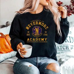Sweats à capuche pour femmes Sweatshirts Nevermore Academy Sweat-shirt en détresse Vintage Mercredi Addams Sweat à capuche Famille Série TV Jumper Rétro YQ230928