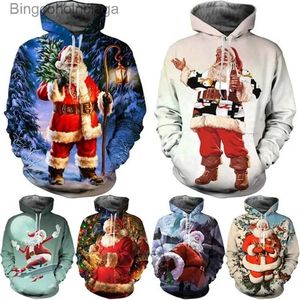 Sweats à capuche pour femmes Sweatshirts Nouvel arbre de Noël Hommes et femmes Couple Arbre de Noël Pull Père Noël Elk 3D Sweat à capuche Harajuku Sweats à capuche surdimensionnés PullsL231011