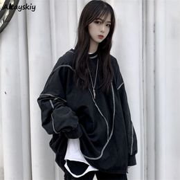 Sweats à capuche femme Sweats No Hat Hoodies Harajuku BF Style Noir Hip-hop Chic Teens Sweats Automne Trendy All-match Daily Simple Womens Streetwear 221007