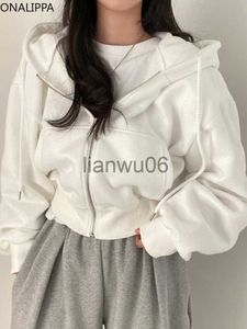 Sweats à capuche pour femmes Sweats Onalippa Hooded Solid Color Casual Hoodes Zipper All Match Cropped Coat Korean Chic 2022 New Slouchy Style Tops à manches longues J230718