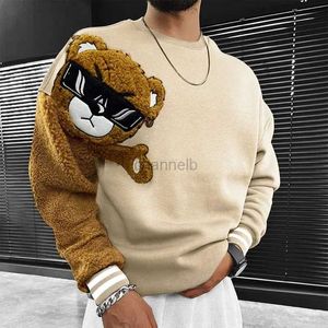 Sweats à capuche pour femmes Sweatshirts surdimensionnés Patch en peluche en peluche Sweat à capuche pour hommes Automne et hiver épais chaud Crewneck Sweat à capuche Couleur de mode Couleur jeunesse 240413