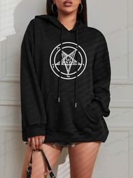 Sweats à capuche pour femmes Sweatshirts Pentagram Gothic Occult Satan Imprimé Femmes All-match Street Style Femme Pull Casual Harajuku Unisexe Tops T240126