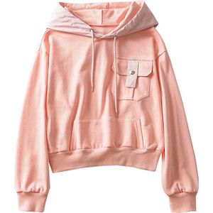 Sweats à capuche pour femmes Sweats à capuche unis Pull à manches longues Sweat-shirt Crop Top Sweat à capuche Blanc Femme pour homme avec poche Rose Vêtements II5