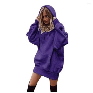 Hoodies voor dames sweatshirts plus size solide kleur mode kapsel verdikt lange tops streetwear sudaderas con capucha