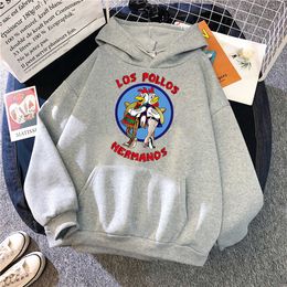 Women's Hoodies Sweatshirts Print Los Pollos Hermanos lange mouw casual mode pullover losse oversized hoodie unisex sweatshirt voor mannen vrouwen y2302