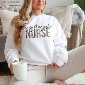 Damen Hoodies Sweatshirts Registered Nurse Sweatshirt RN Shirt Geschenk für Dent Nurse Leopard Unisex Crewneck Sweatshirts Nurse Life Hoodie Harajuku Tops T230727