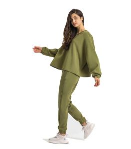 Ensemble sweat-shirt à capuche pour femme, haut d'entraînement, pantalon, coupe ample, combinaison de Fitness, manches chauve-souris