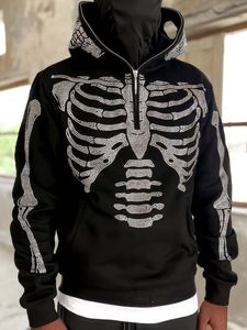 Vrouwen Hoodies Sweatshirts Skeleton Vrouwen Gothic Zwart Zip Up Oversized Vrouwelijke Retro Harajuku Capuchon Streetwear 230215