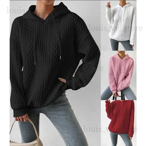 Sweats à capuche pour femmes Sweats Spring and Automne Top Casual Top Jacquard Honed Lace Up Up Long Sweat Sweater T231204