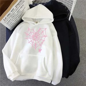 Hoodies voor dames sweatshirts straatkleding hoodie Spider Web Zipper Hoodie sportshirt Gothic Harajuku Y2K Jacket Dameskleding Q240521