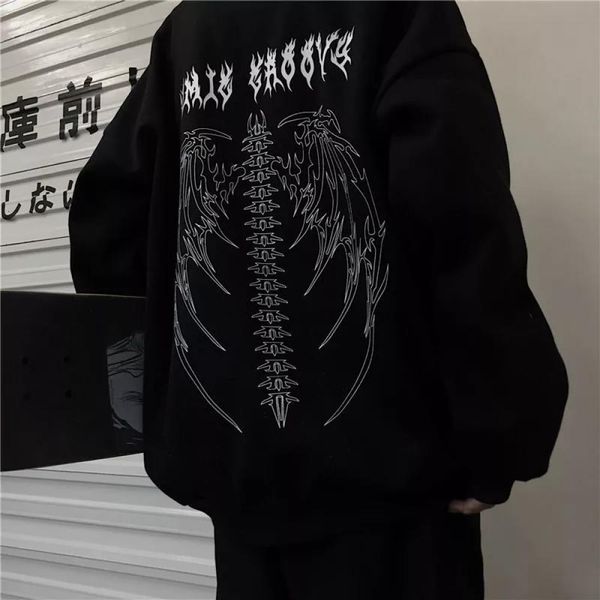 Sweats à capuche pour femmes Sweatshirts Streetwear Harajuku Sweat à capuche Y2K Tops Filles Rétro Gothique Surdimensionné Capuche Punk Anime Imprimer Vêtements HipHop High Street 230225