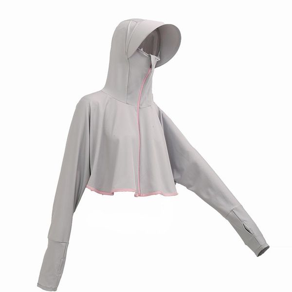 Sudaderas con Capucha para Mujer Sudaderas con Capucha De Protección Solar De Verano Anti-UV Sombrero Grande Aleros Ropa De Protección Solar Delgada Estilo De Capa Sudadera Corta Crop T