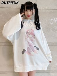 Hoodies voor dames sweatshirts zoete schattig sweatshirt op maat gemaakte Japanse mijnen komische afneembare marine kraag lange mouw midlengte fleece pullover dres 230325