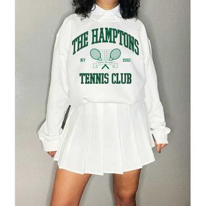 Sweats à capuche pour femmes Sweatshirts The Hamptons Tennis Club 1982 Impression vintage Mode américaine Femmes Chandails en vrac Coton Automne Épais Pull Sweatshirts 240401