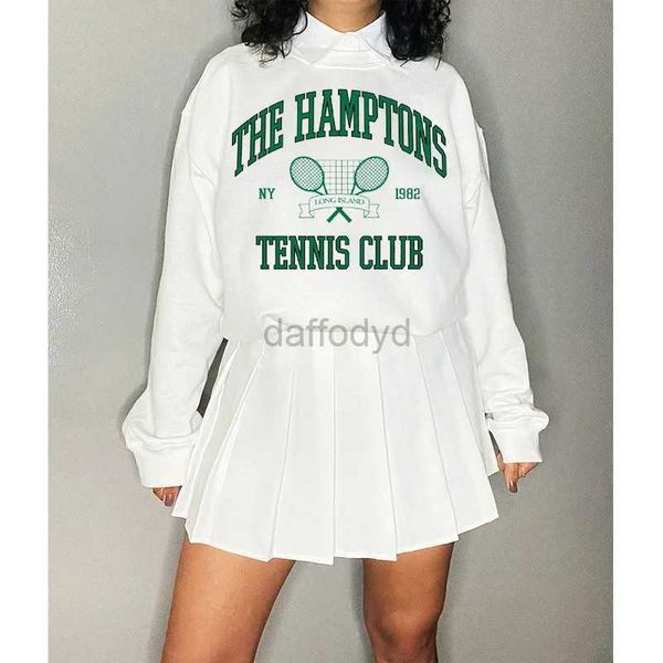 Sudaderas con capucha para mujer The Hamptons Tennis Club 1982 Impresión vintage Moda americana Suéteres para mujer Algodón suelto Otoño Jersey grueso 24328