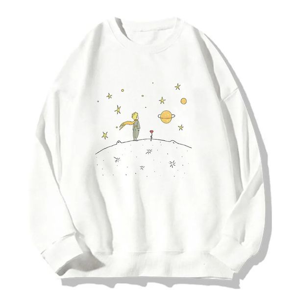 Sweats à capuche pour femmes Sweatshirts Le Petit Prince Imprimer Sweat à capuche Planète et Rose Graphique Sweat à capuche Femmes Sweat Blanc Pull Femme Surdimensionné Vêtements Printemps Top 231009