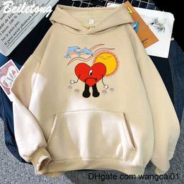 Sweats à capuche féminine Sweatshirts un Verano Sin ti Bad Bunny Print Hoodie Kawaii Vêtements esthétique Sweatshirts lâches Ulzzang Long Seve Pilovers Sudadera Mujer 0407H23