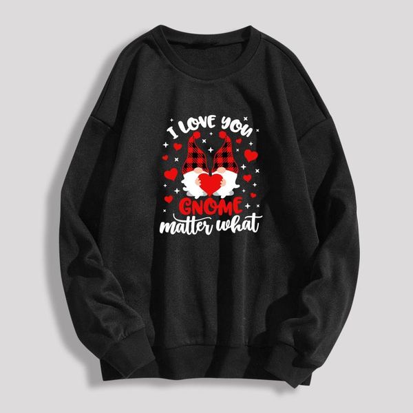 Sweats à capuche pour femmes Sweat-shirts Saint Valentin Love Letter Print Womens Long Sleeve Aesthetic Graphic Loose Pullover Tops Ladies Streetwear A4