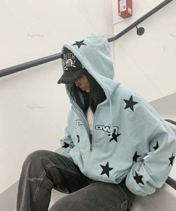 Sudaderas con capucha de las mujeres Sudaderas con capucha Vintage Ladies Casual Star Print Design Zip Hoodie Hip Hop Loose Harajuku Punk Gothic Style Y2k Top 230313