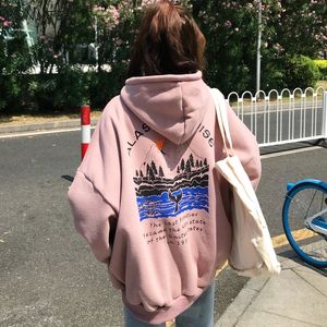 Women's Hoodies Sweatshirts Wanita Musim Dingin Longgar Briendje ins Harajuku Jepang Kartun Cetak Tebal Perempuan Sweatshirt Harian Lembut 230328