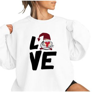 Sudaderas con capucha para mujer, sudaderas con capucha blancas y negras, jersey para mujer, Tops de manga larga con cuello redondo para el Día de San Valentín, moda estampada bonita para mujer